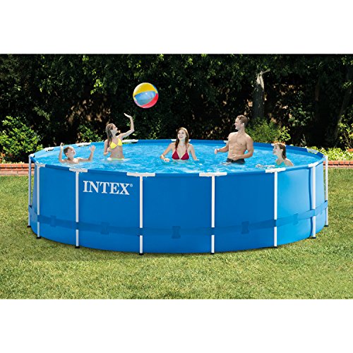 small rectangle above ground pool with filter