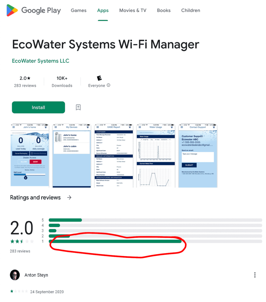 EcoWater Systems Wi-Fi Manager Bad Reviews