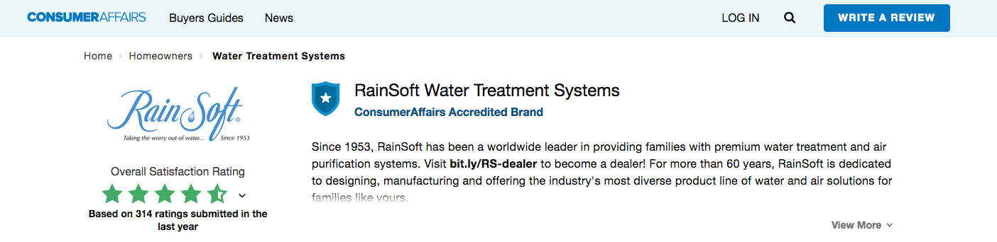 RainSoft Customer Reviews