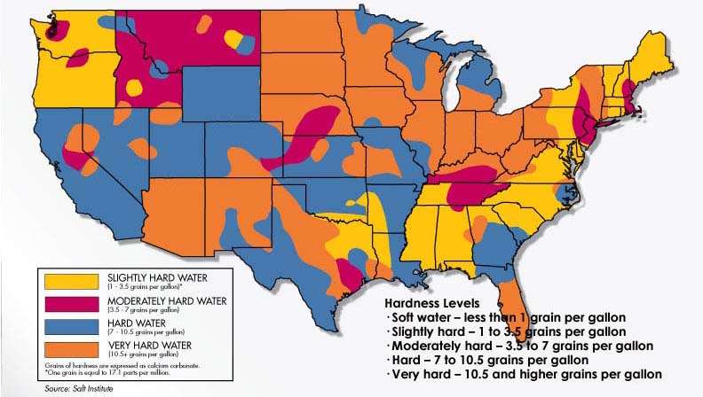 Water Hardness Map America USA 